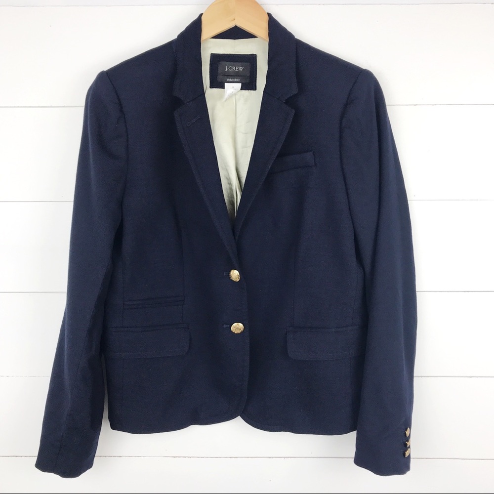 J Crew Women’s 10 Schoolboy Blazer Navy Wool Blue
